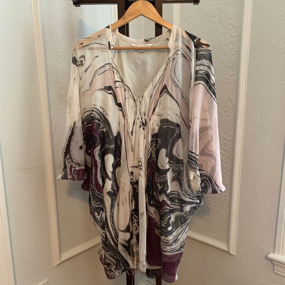 Diane von Furstenberg Fleurette Marble Silk Dress